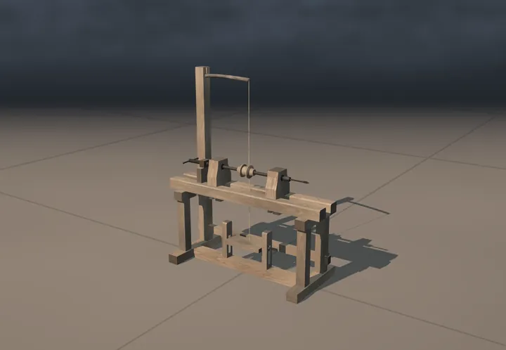 Bohrmaschine. Eine Rekonstruktion des Museums, in Code gebaut. Ein Standbild aus seinem Film.